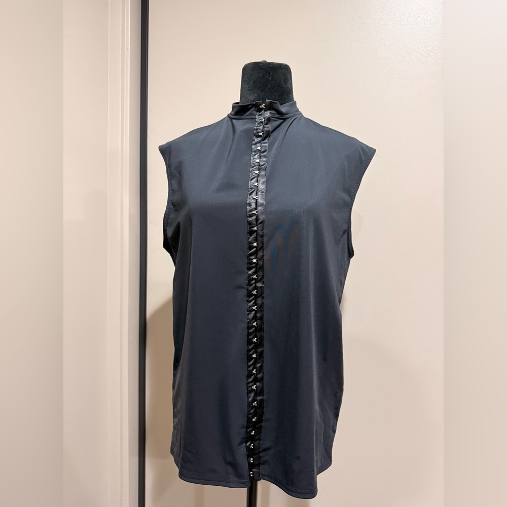 Chic Black Sleeveless Blouse with Satin Detail